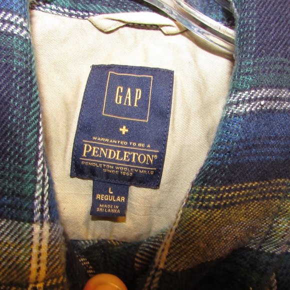 GAP + Pendleton Plaid Flannel Button Up Long Sleeve Shirt Large - Picture 2 of 5